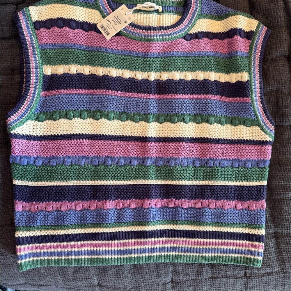 Colorful Striped Knit Sweater Vest